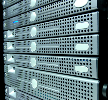 Servers stacked in a data center cabinet - Air-IT server installations