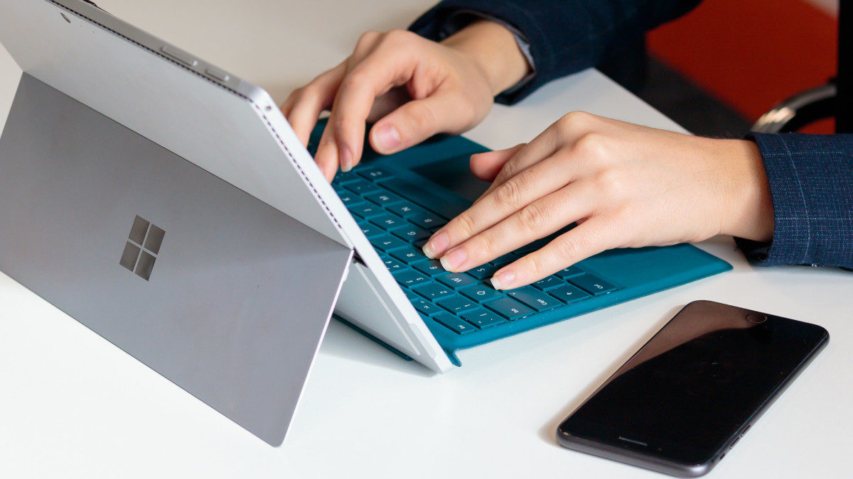 A person working on a laptop