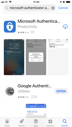 Microsoft Authenticator Screenshoot