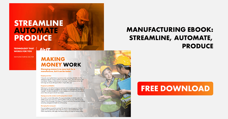 Manufacturing eBook streamline automate produce with free download call to action